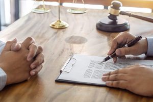 a lawyer reviewing options with a client